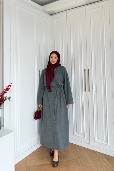 Olcay Triko Elbise Gri