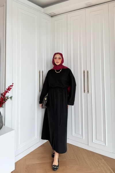 Olcay Triko Elbise Siyah