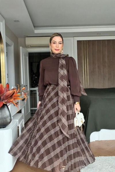 Öykü Etek Takım Acı Kahve