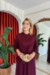 Selen Pantolonlu Takım Bordo