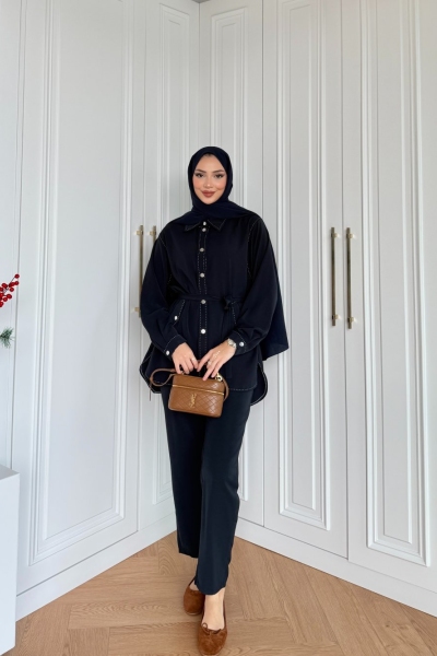 Selen Pantolonlu Takım Lacivert