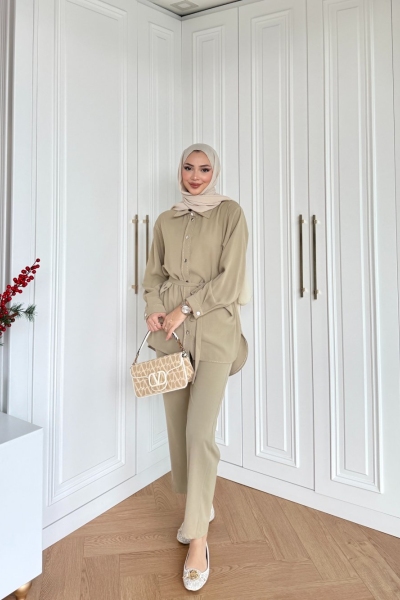 Selen Pantolonlu Takım Vizon