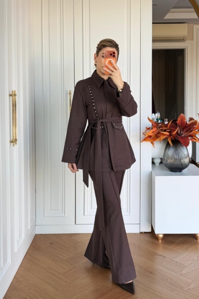 Serra Pantolonlu Takım Kahve