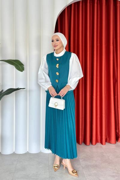 Sıla Etekli Takım Petrol Yeşili