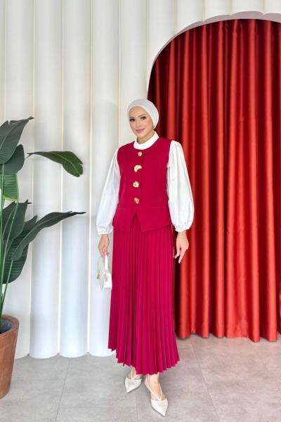 Sıla Etekli Takım Kırmızı