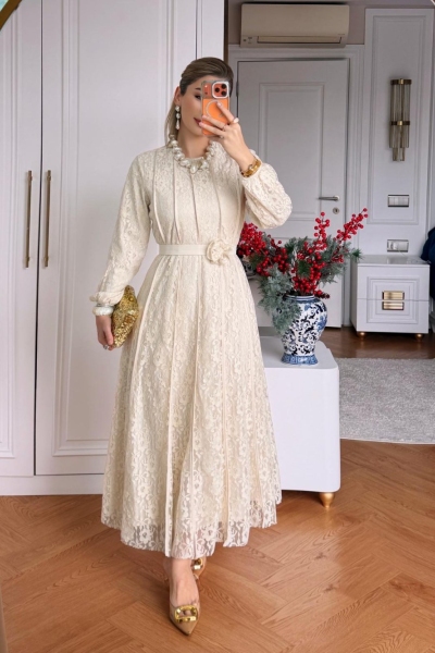 Sümbül Elbise Krem