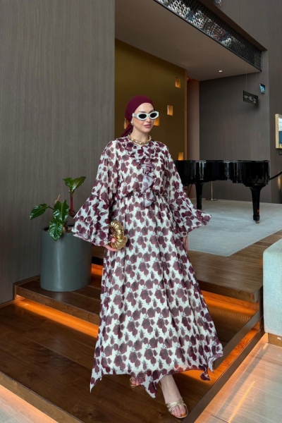 Vira Bordo Çiçek Desenli Etek Takım