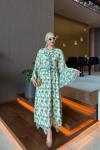 Vira Yeşil Çiçek Desenli Etek Takım