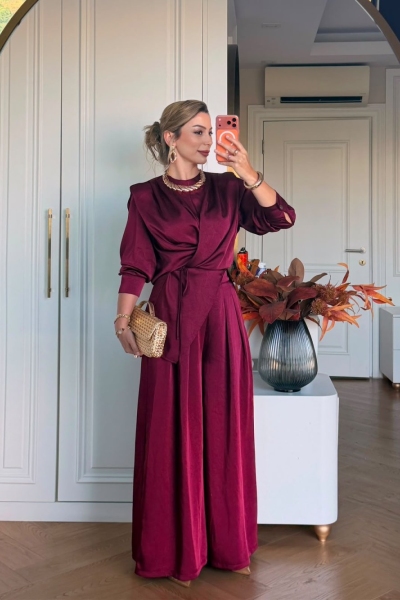 Yaşam Pantolonlu Takım Bordo
