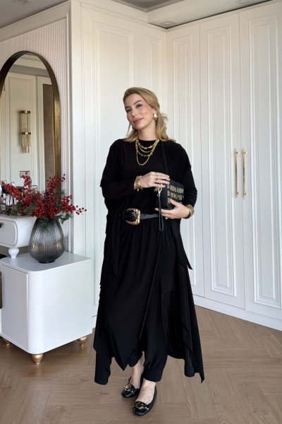 Zarife Üçlü Pantolon Takım Siyah