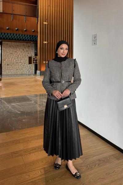 Ayla Etekli Takım Siyah