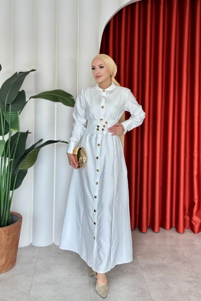 Ayşıl Elbise Ekru