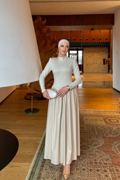 Çisil Elbise Krem 