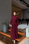 Aslı Elbise Bordo 