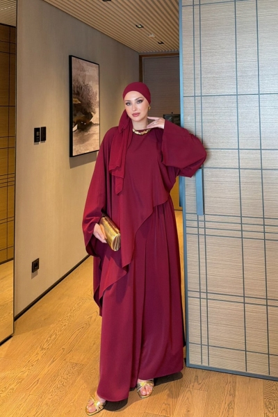 Gamze Pantolon Takım Bordo