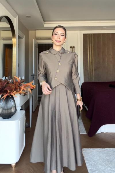 Pelin Elbise Takım Vizon 