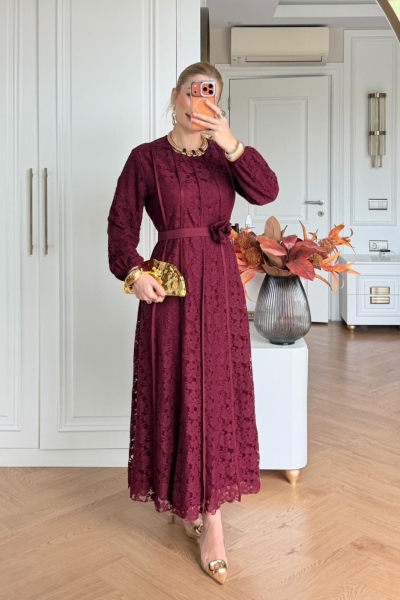 Sümbül Elbise Bordo 