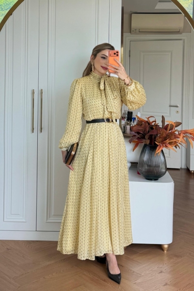 Yaprak Elbise Sarı 