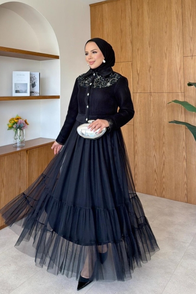 Ulviye Etekli Takım Siyah