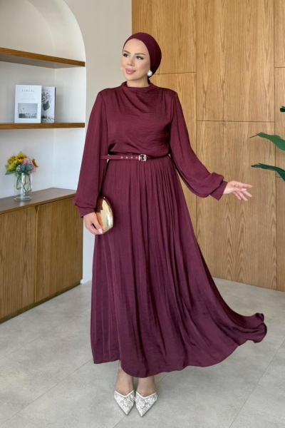 Hüma Elbise Bordo 