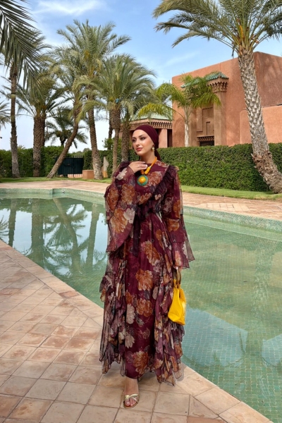 Sabriye Elbise Bordo 