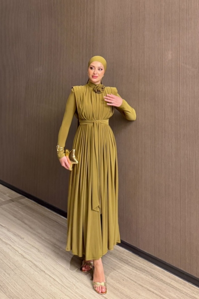 Aslı Elbise Yağ Yeşili 