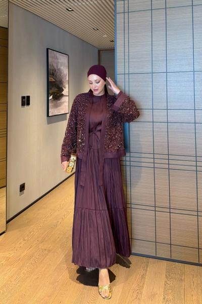 Habibe Elbise Bordo 