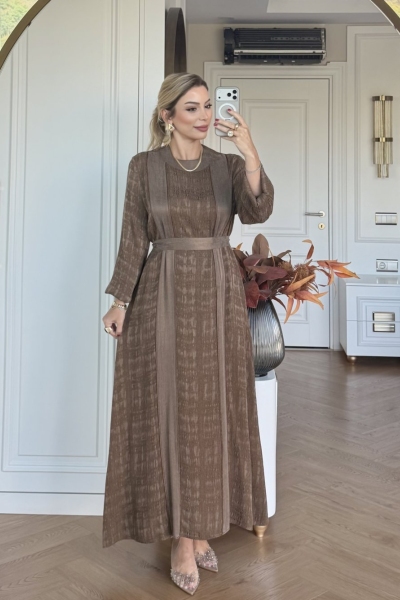 Gülümser Elbise Vizon