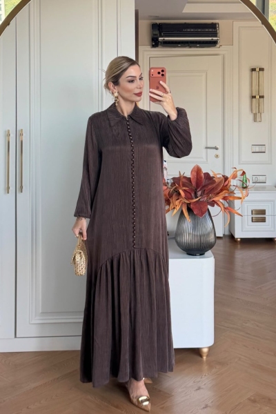 Ünzile Elbise Kahve 