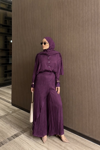 Elzem Pantolon Takım Mürdüm