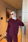 Sara Pantolon Takım Bordo