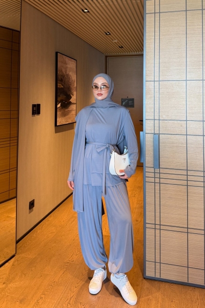Sara Pantolon Takım Gri