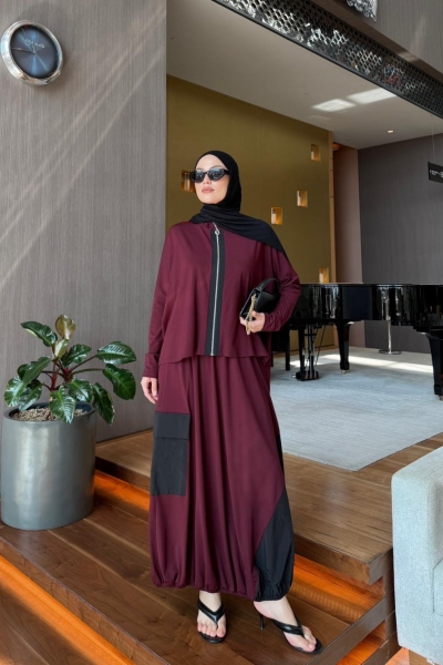 Alina Etekli Takım Bordo 