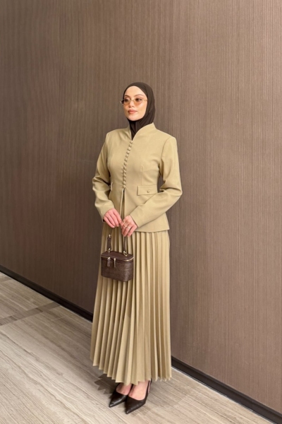 Selvi Etek Takım Bej