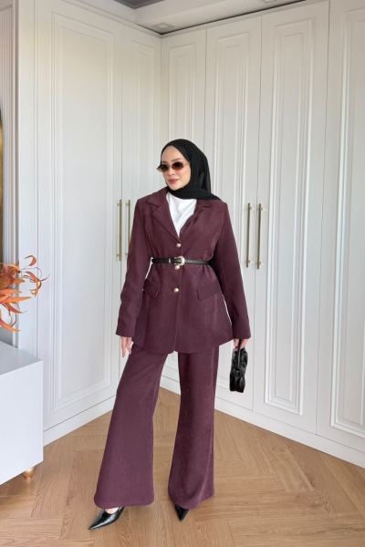 Harika Pantolonlu Takım Bordo 