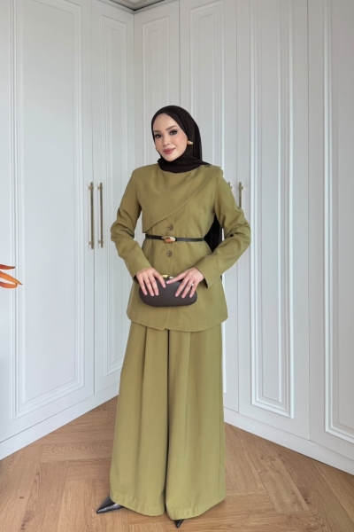 Ayperi Pantolonlu Takım Yağ Yeşili 