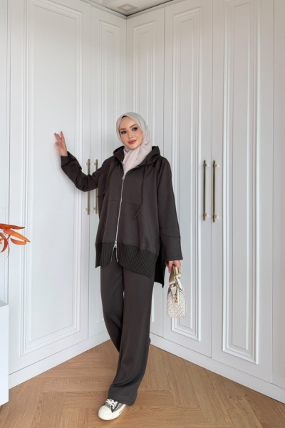 Kiraz Pantolon Takım Kahve