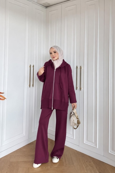Kiraz Pantolon Takım Mürdüm 