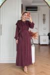 Boncuk Elbise Bordo 