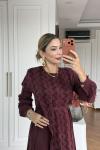 Boncuk Elbise Bordo 