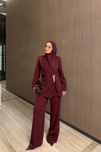 Alice Pantolon Takım Bordo
