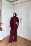 Gönül Pantolon Takım Bordo 