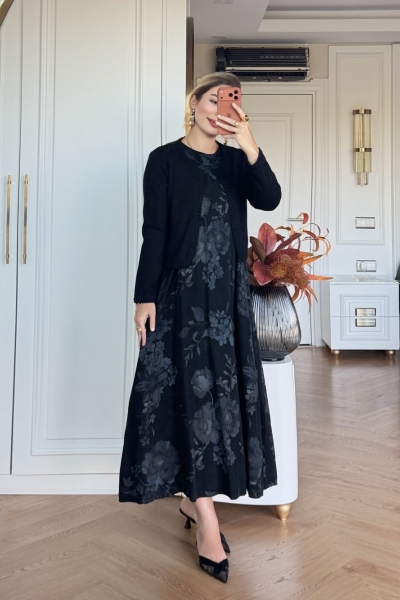 Gülhan Elbise Takım Siyah