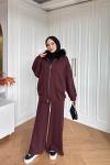 Hüda Pantolon Takım Bordo 