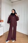 Hüda Pantolon Takım Bordo 