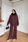 Hüda Pantolon Takım Bordo 