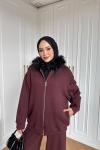 Hüda Pantolon Takım Bordo 