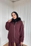 Hüda Pantolon Takım Bordo 