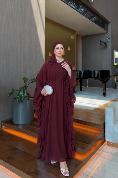 Cahide Elbise Bordo