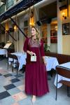 Kübra Elbise Takım Bordo